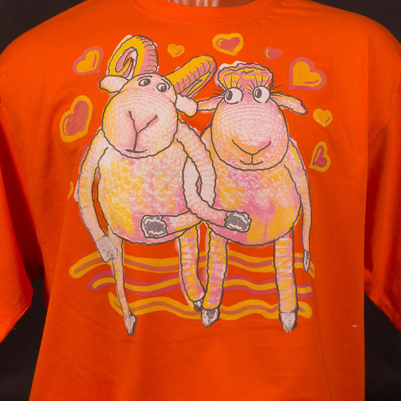 Оранжевая футболка с полноцветной печатью
